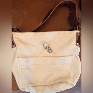 Tylie Malibu Cream Leather Shoulder Bag with Brown Strap